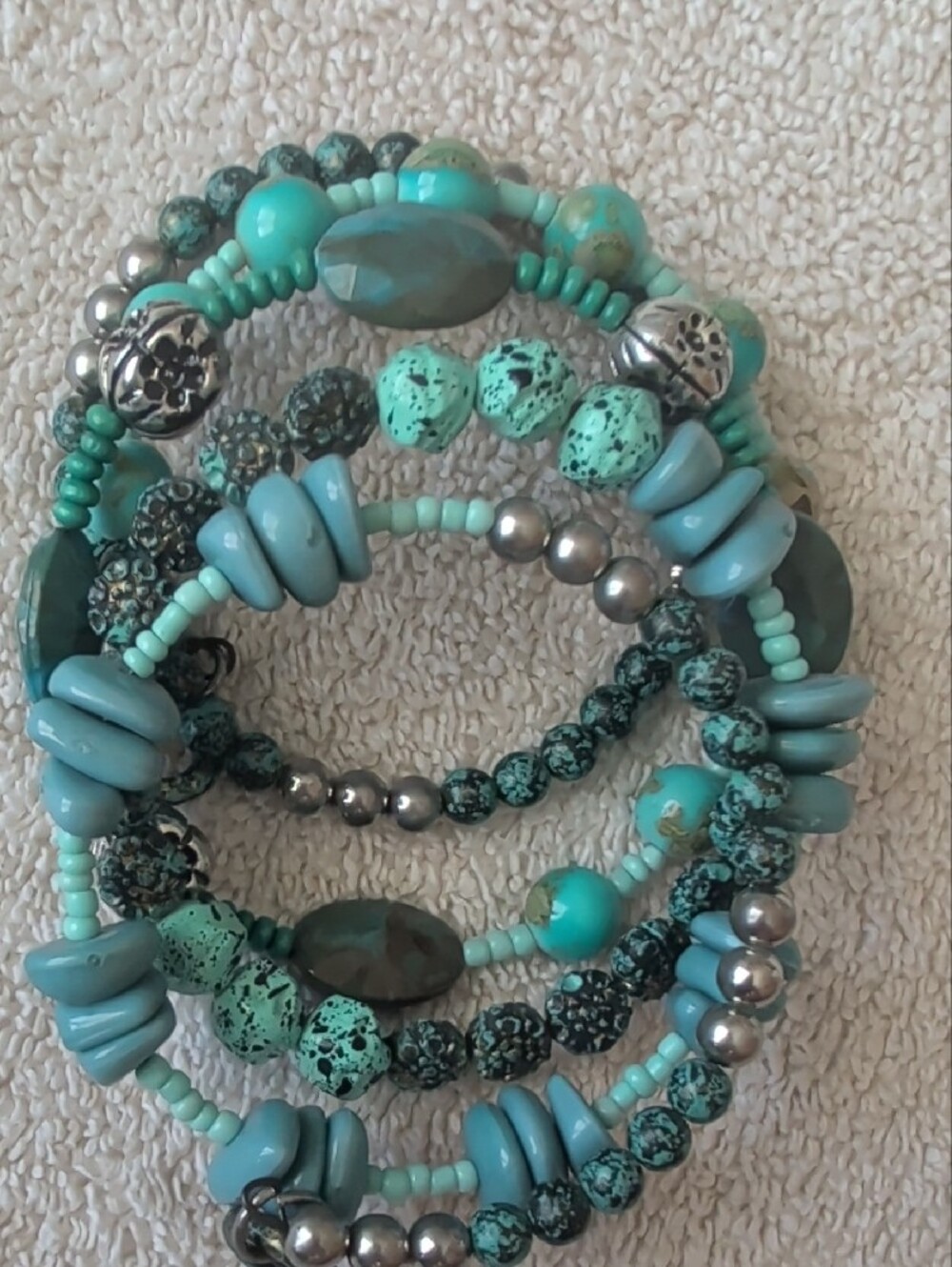 Turquoise Multi-Strand Beaded Stretch Bracelet - Picture 4 of 4